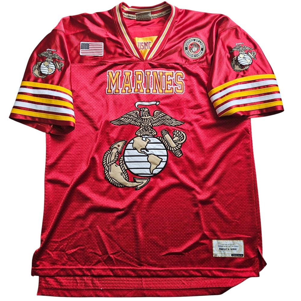 Colosseum Athletics USMC Jersey Men Large Red Embroidered Marines Football Shirt
